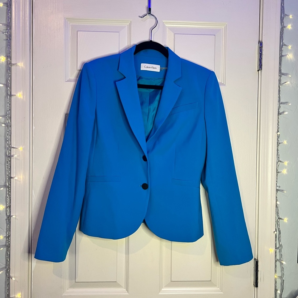 Calvin Klein Aqua Blue Blazer Size 8